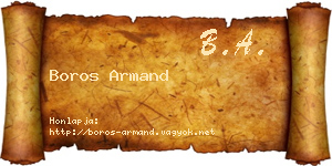 Boros Armand névjegykártya